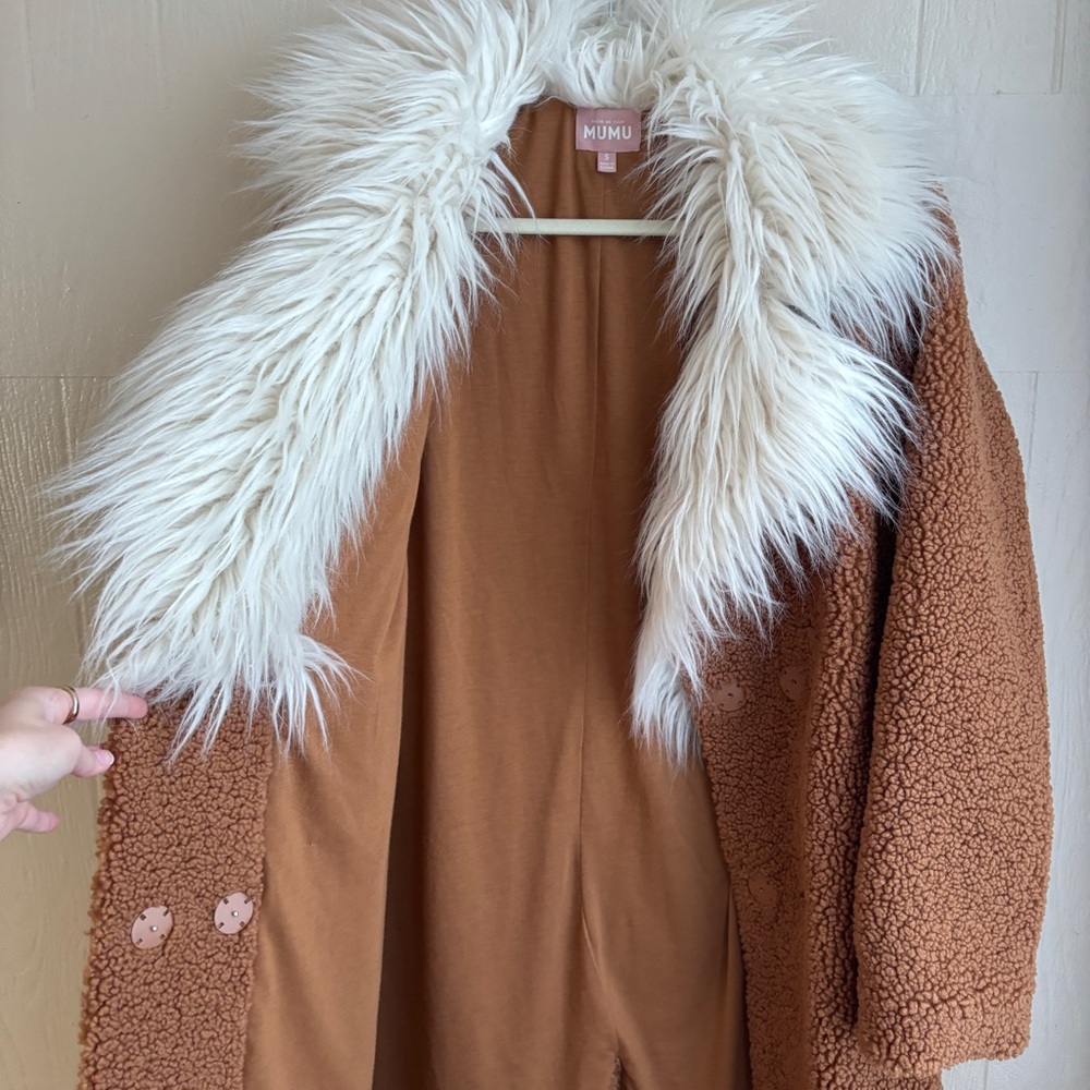 Show Me Your MuMu Stay Warm Faux Fur Collar Teddy Sherpa Chic Coat Jacket - Picture 13 of 16